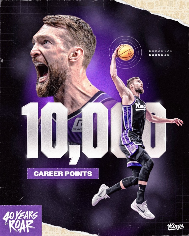  里程碑！小薩博尼斯常規賽生涯總得分突破10000大關
