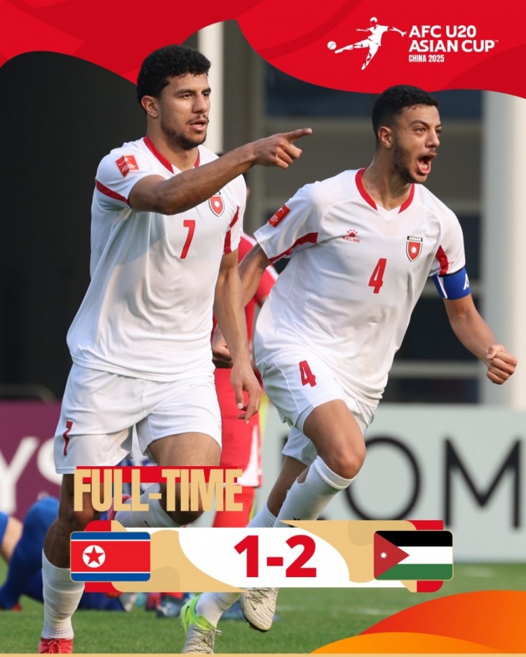  U20亞洲杯B組：朝鮮1-2不敵約旦，兩輪1分暫列B組末尾