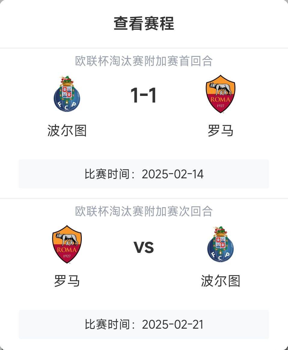  羅馬頂得住嗎？意甲歐戰8隊3隊直通4隊出局，羅馬首回合1-1波爾圖