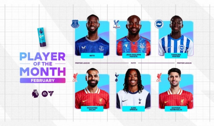  英超2月最佳候選：貝托、馬特塔、明特、薩拉赫、斯賓塞、索博