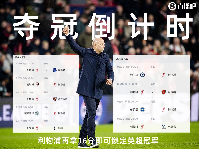  奪冠倒計時？槍手三場不勝落后榜首15分，利物浦再拿16分即可奪冠